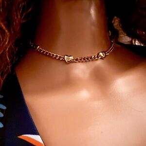 Gold tone Heart Choker necklace 15i in